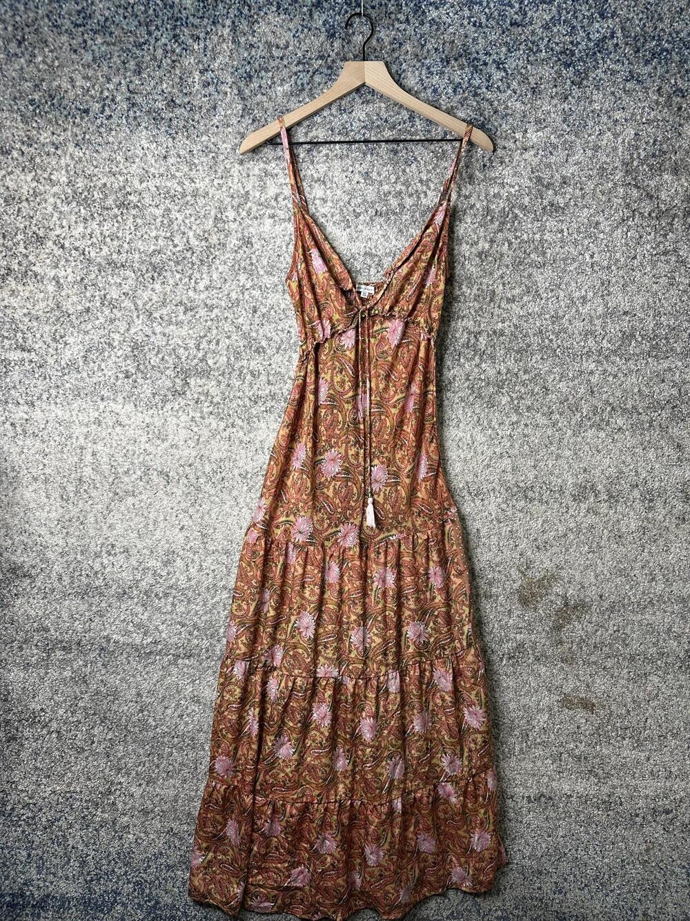 Karma Highway Dress Womens One Size Multicolor Paisley Strappy Sundress Boho